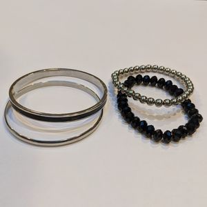 WHBM Black & Silver Bracelet Set (Set of 4)